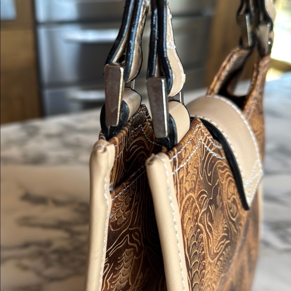 NWOT Boutique Western Floral Embossed Mini Shoulder Bag Horse Concho - Picture 10 of 16